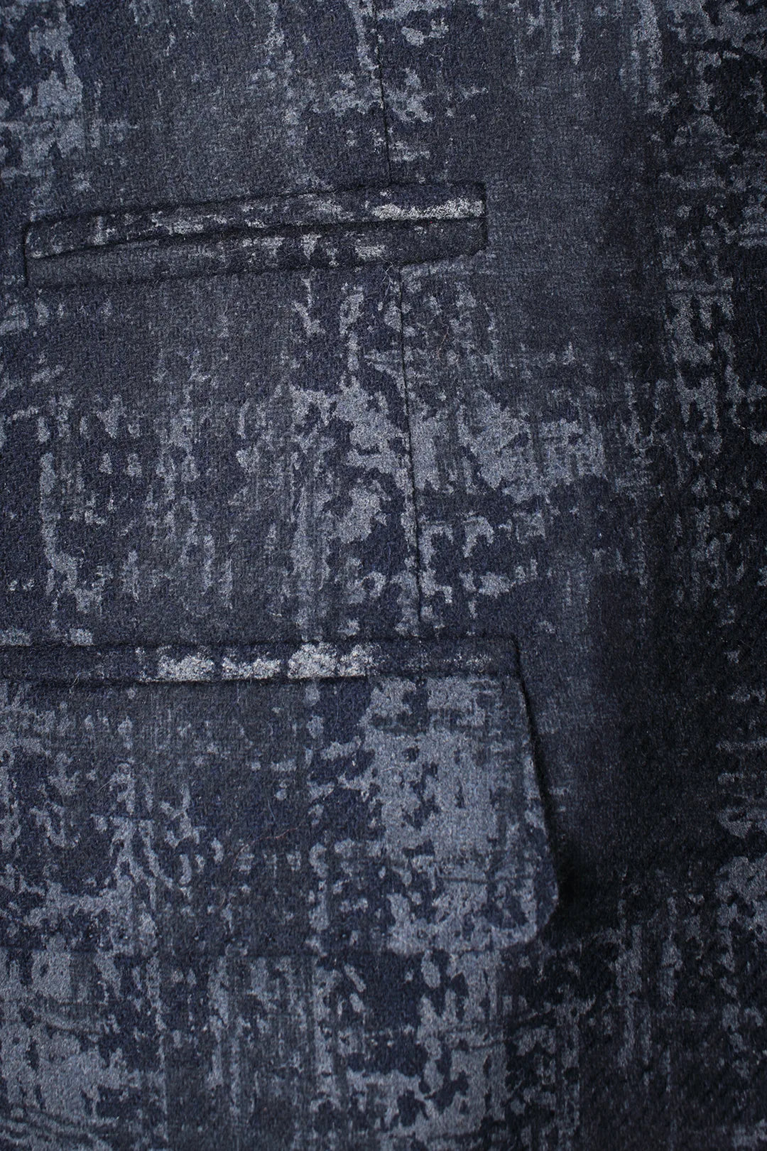 Giacca doppiopetto in lana camouflage blu ticket
