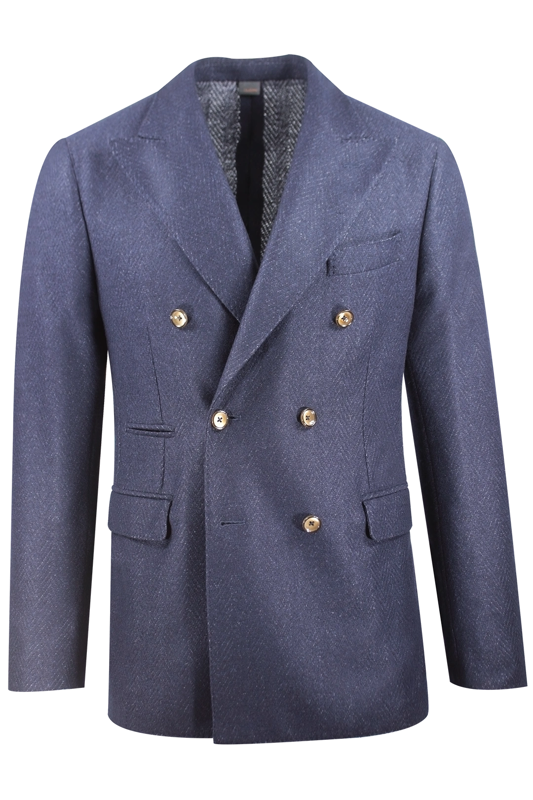 Giacca doppiopetto lana blu spigata