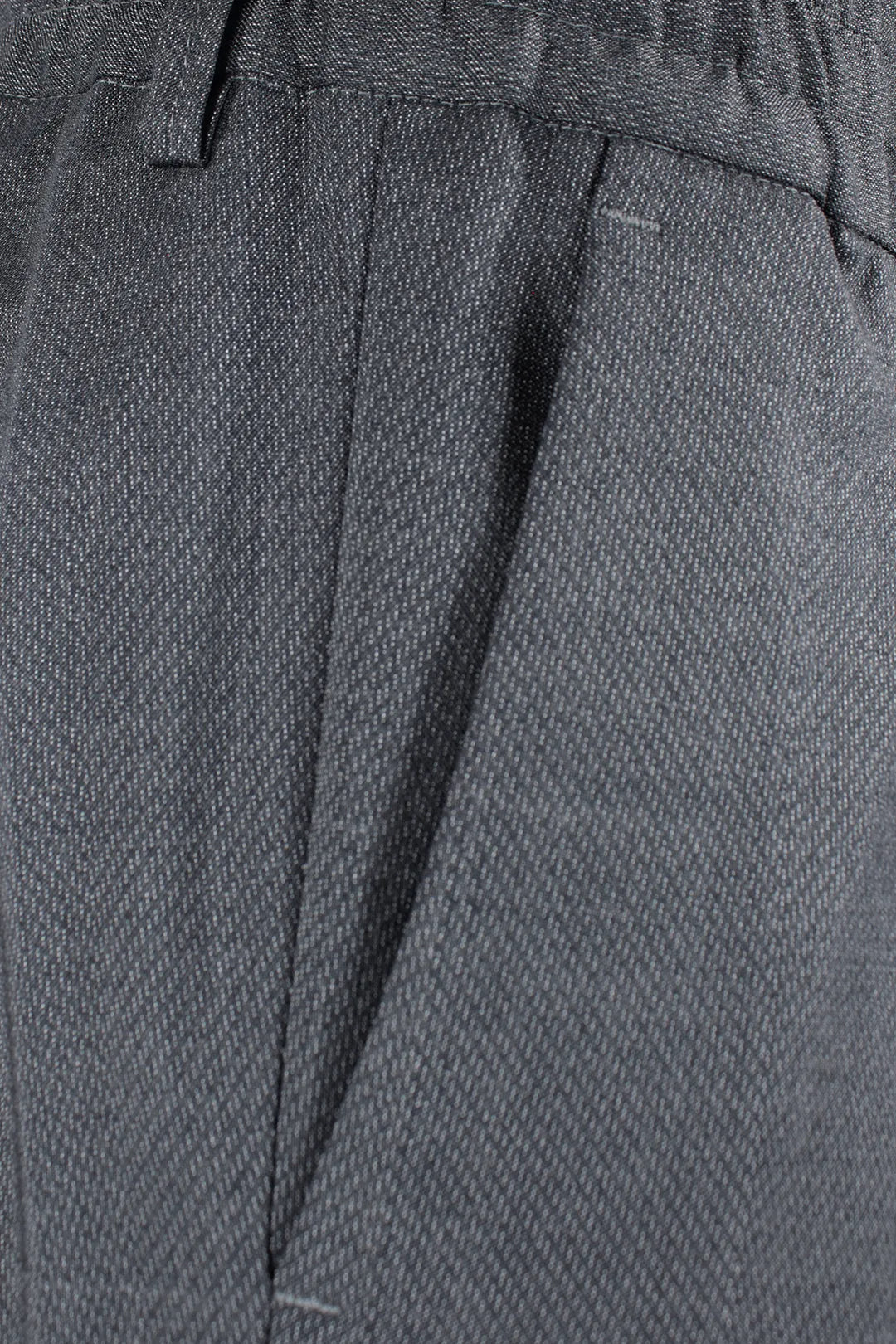 Pantalone con coulisse in lana grigio microfantasia tasca