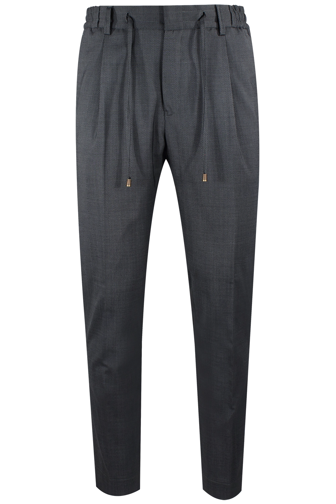 Pantalone con coulisse in lana grigio microfantasia