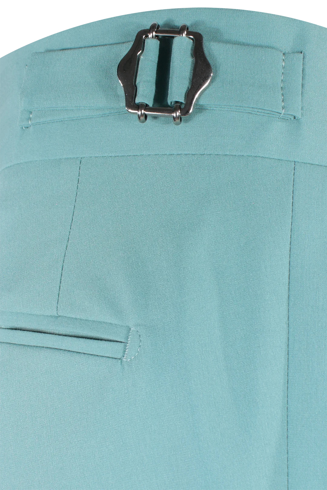 Pantalone con fibbie laterali in jersey verde acqua fibbia
