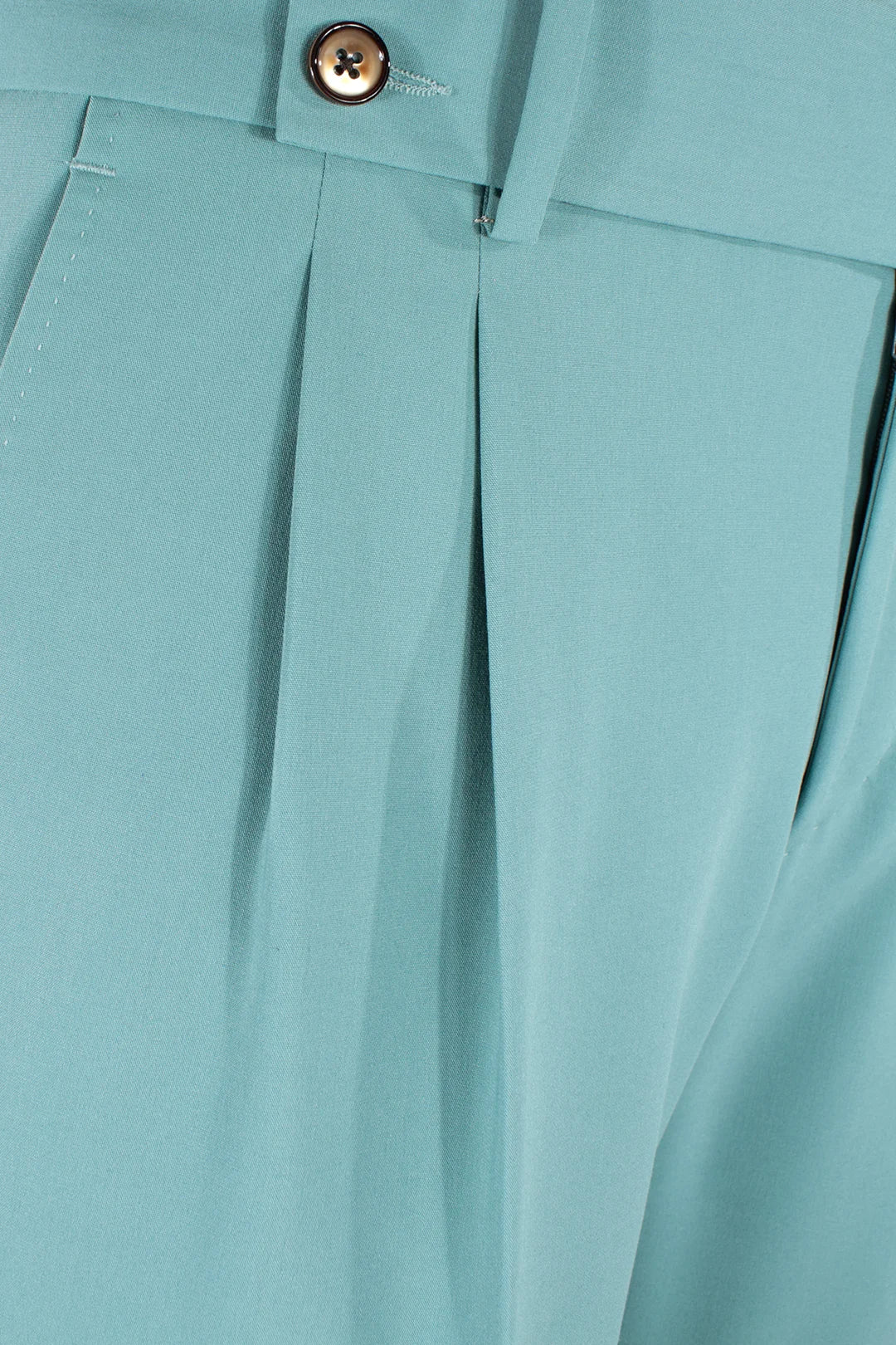 Pantalone con fibbie laterali in jersey verde acqua pince