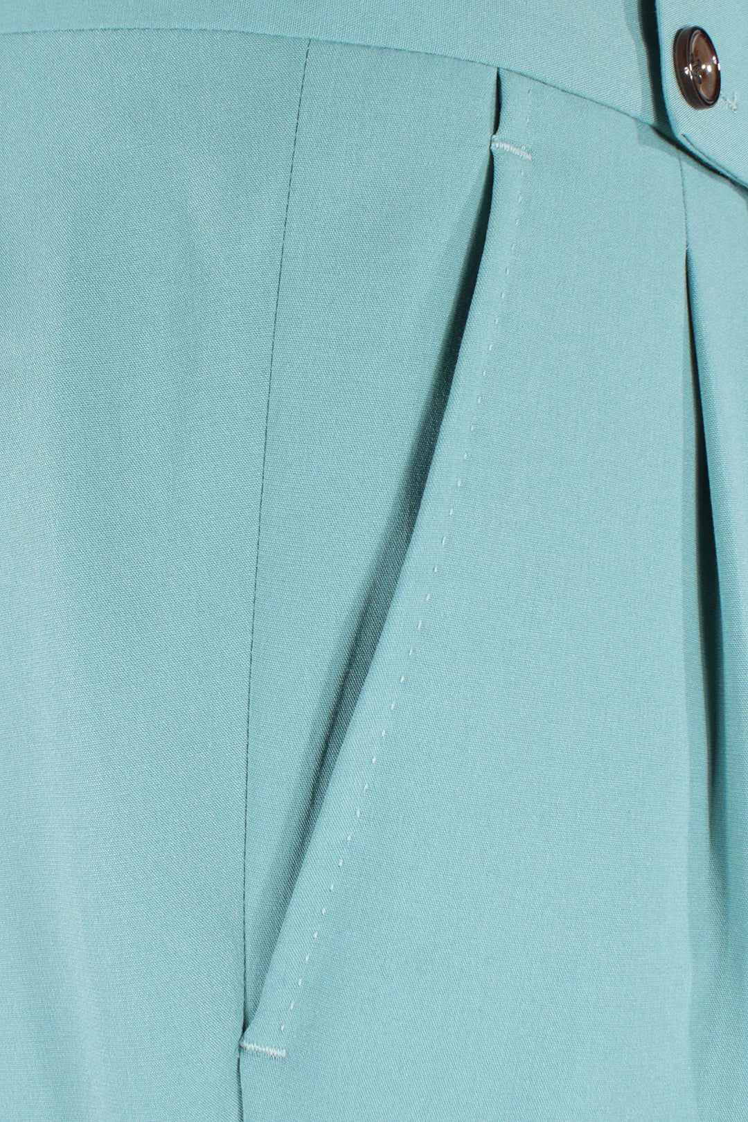 Pantalone con fibbie laterali in jersey verde acqua tasca