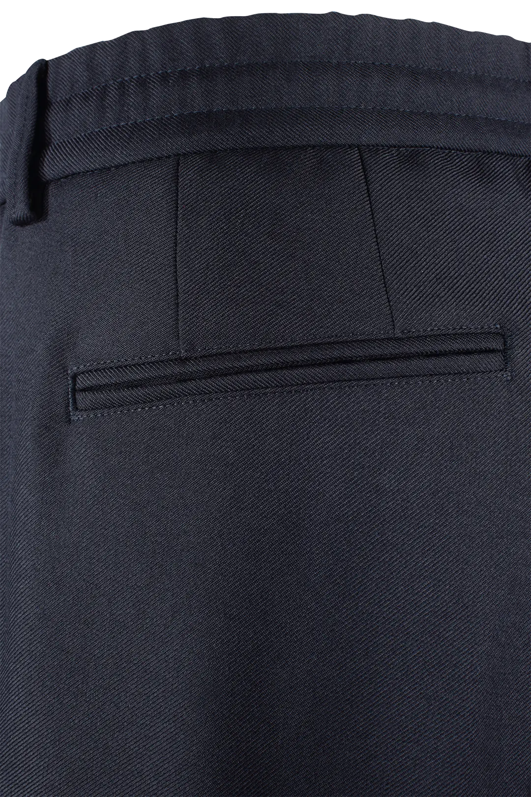 Pantalone con pince in lana blu notte taschino