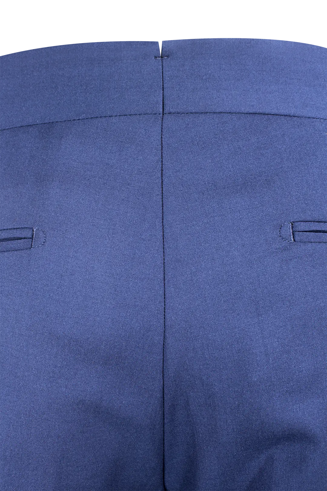 Pantalone con pince in tela di lana blu tessuto