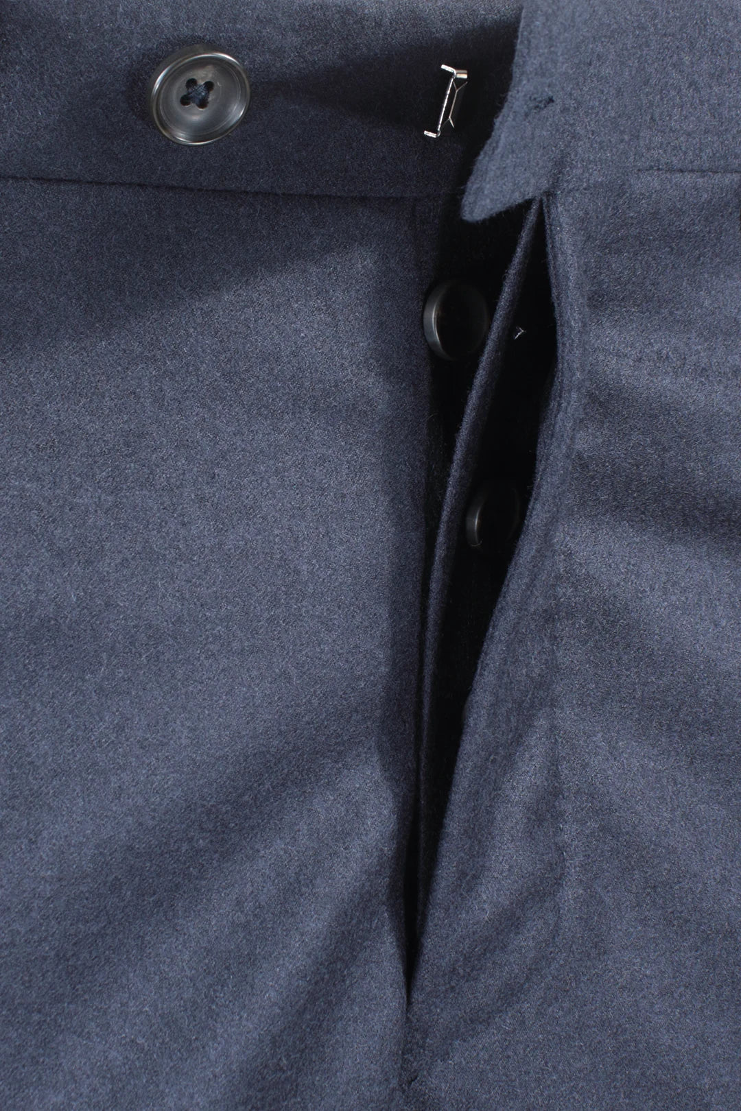 Pantalone in flanella di lana blu bottoniera