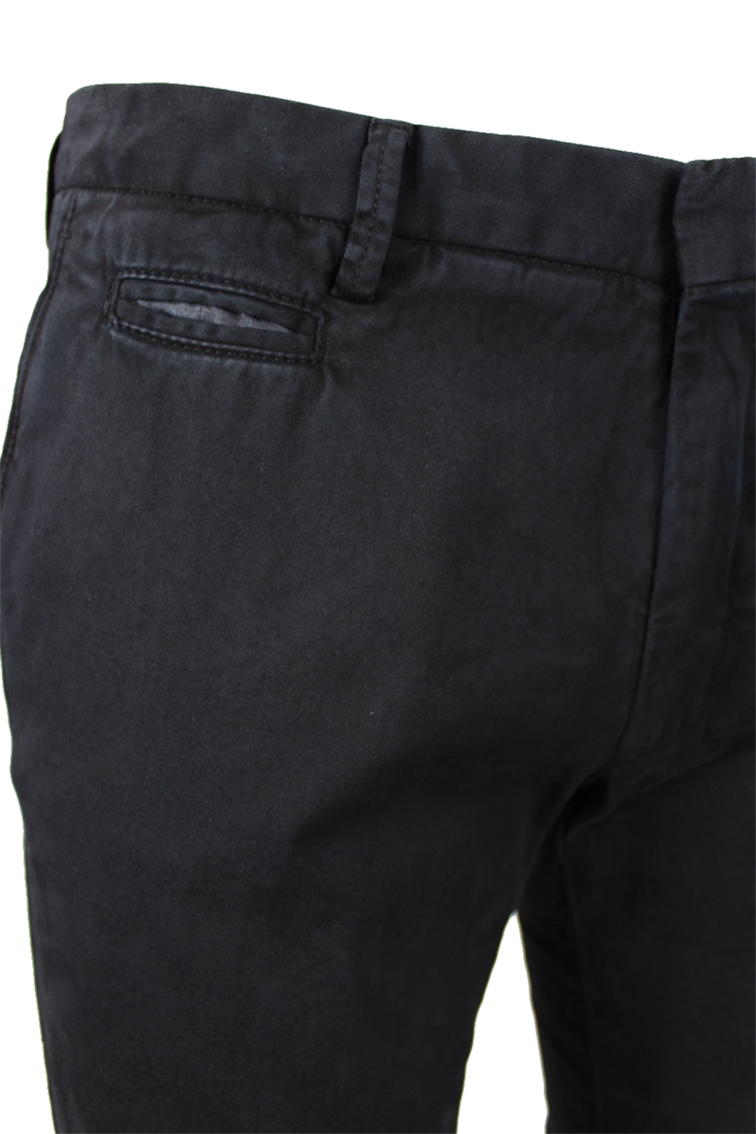 Pantalone in cotone tinto in capo nero taschino