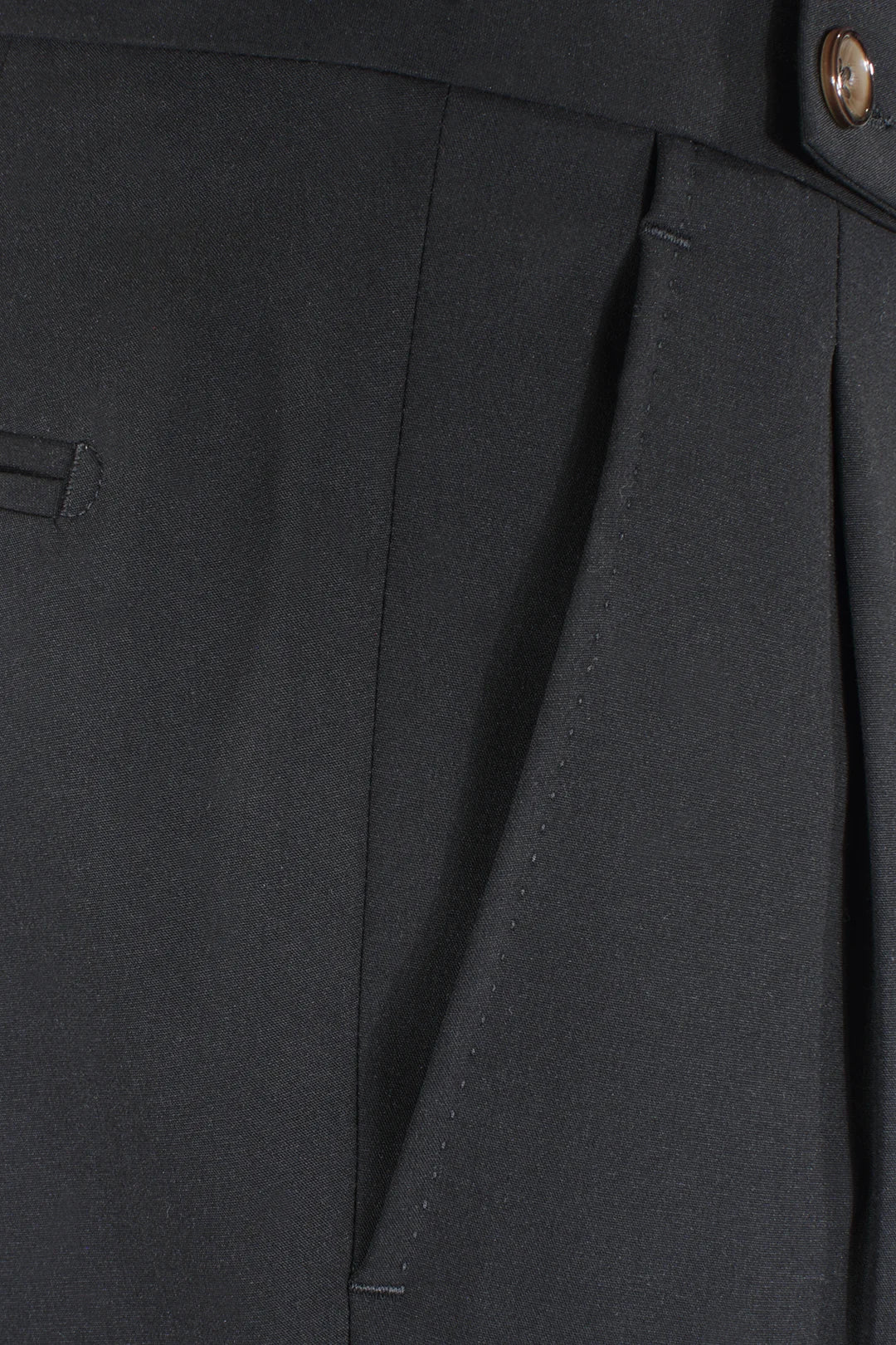 Pantalone con fibbie laterali in jersey nero tasca