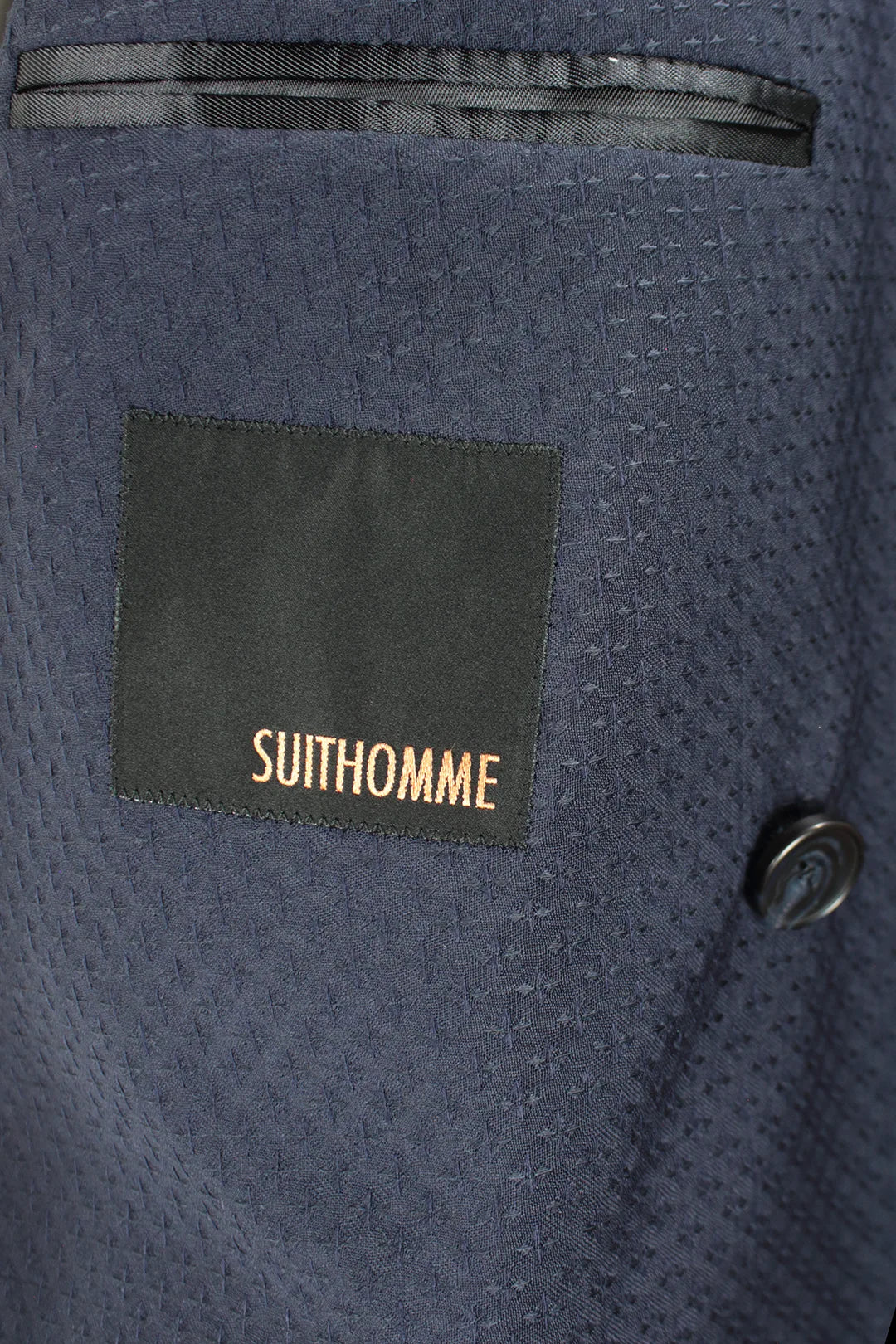 Giacca doppiopetto in lana blu operata brand