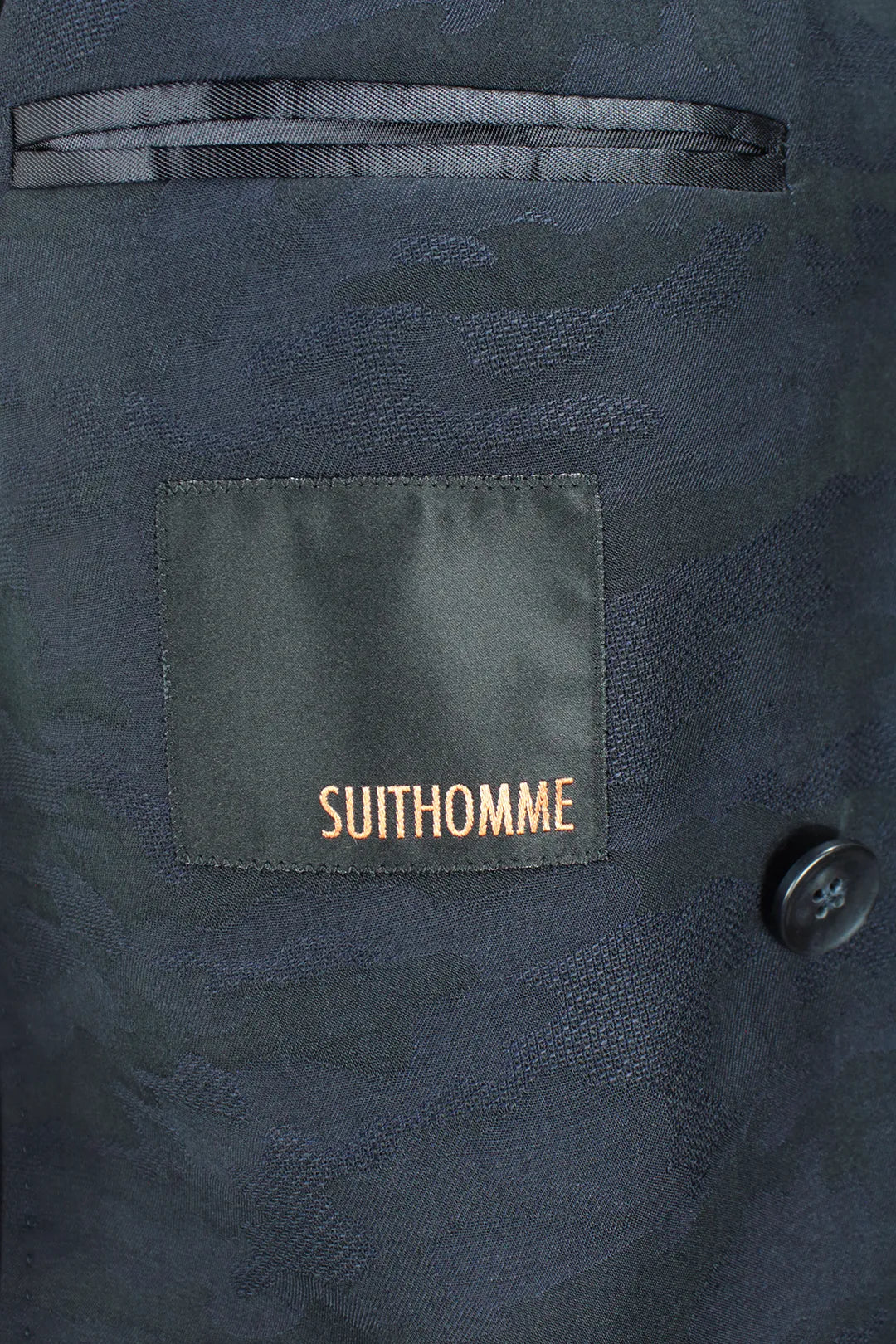 Giacca doppiopetto in lana camouflage blu brand