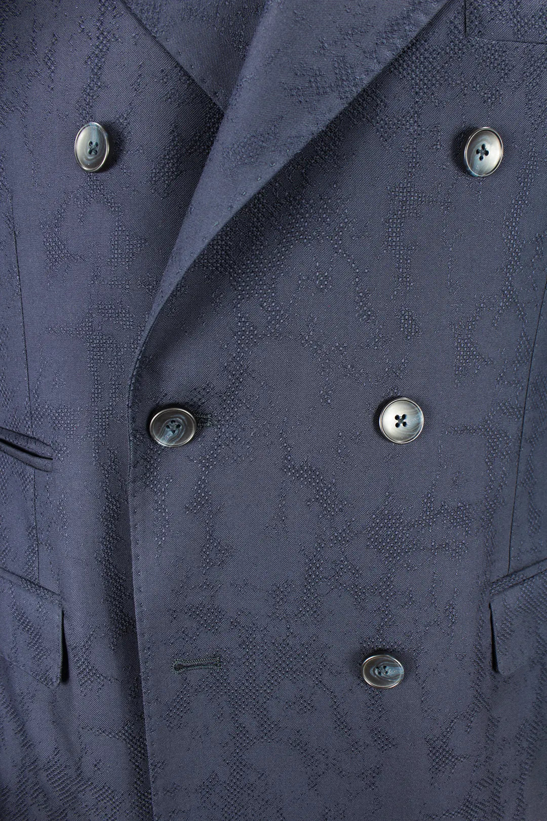 Giacca doppiopetto in tessuto blu camouflage bottoni