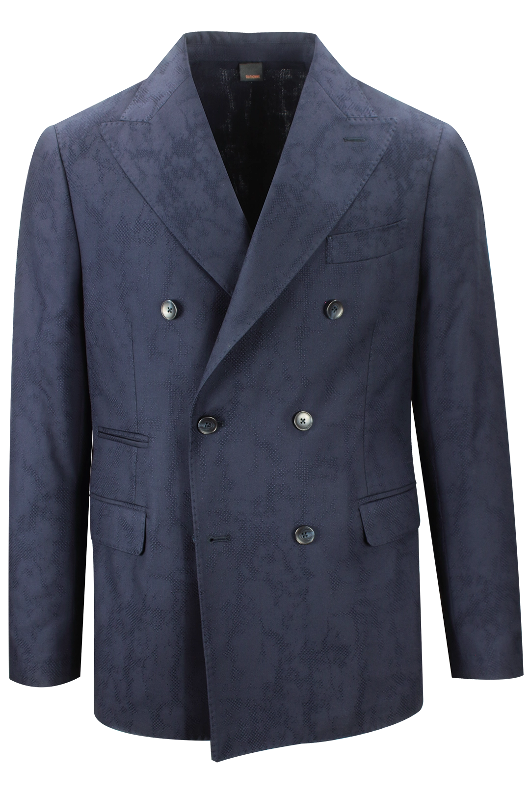 Giacca doppiopetto in tessuto blu camouflage