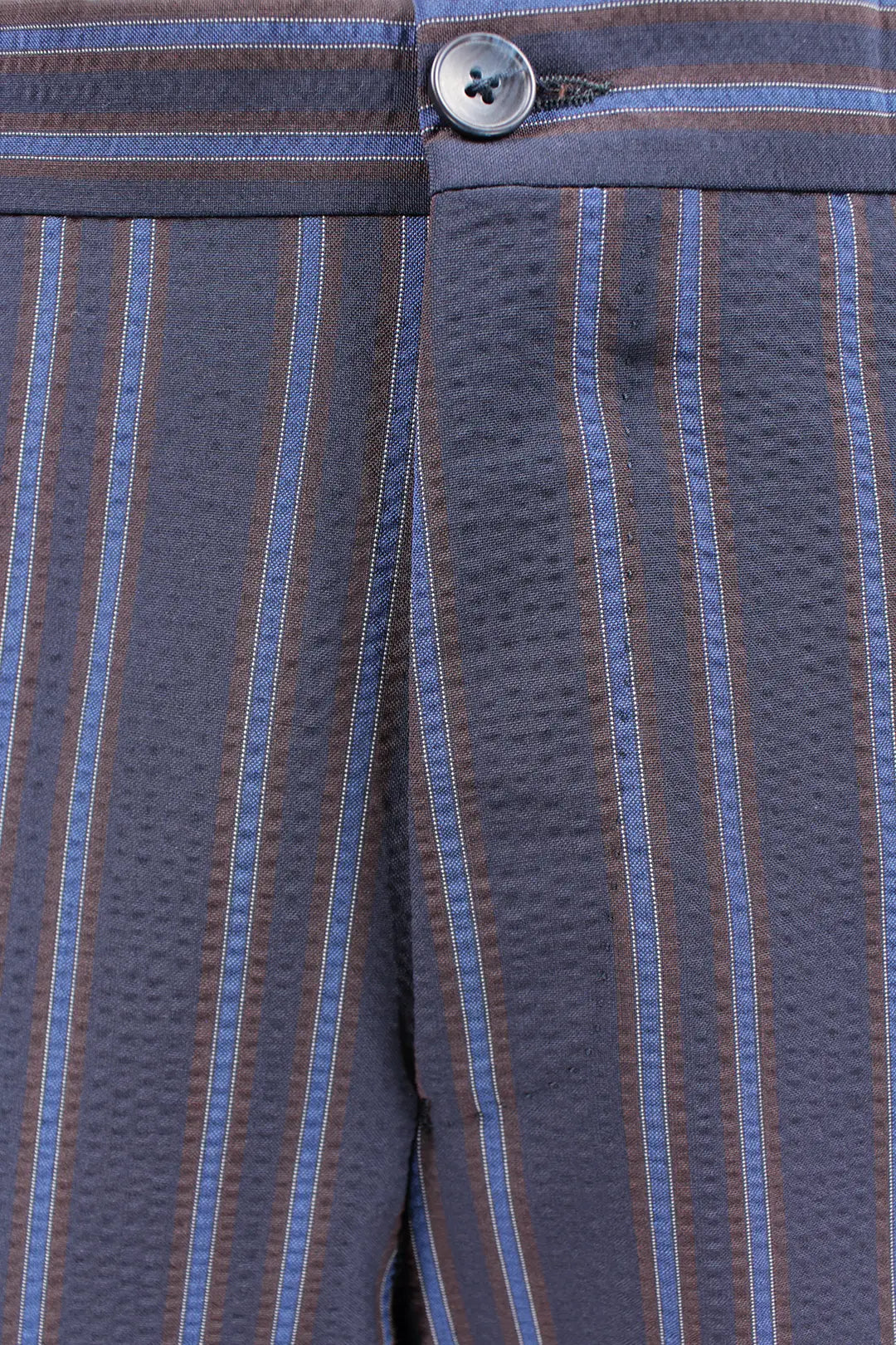 Pantalone Japan lana seersucker righe blu bottone
