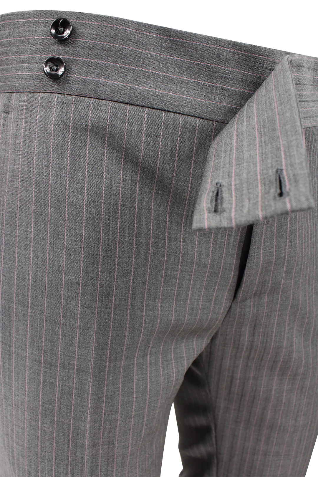Pantalone cinta sartoriale lana grigia gessata bottoni