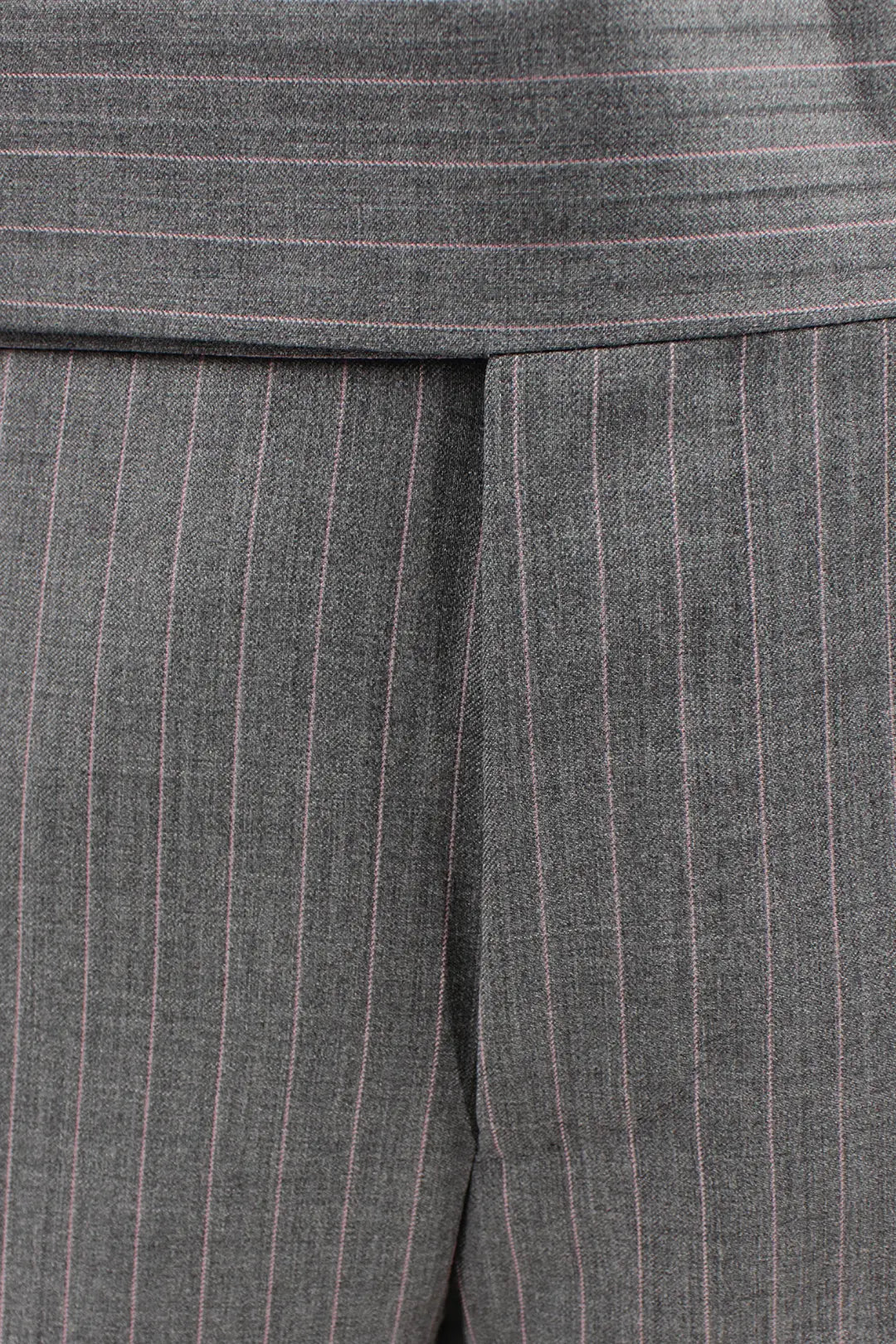 Pantalone cinta sartoriale lana grigia gessata tessuto