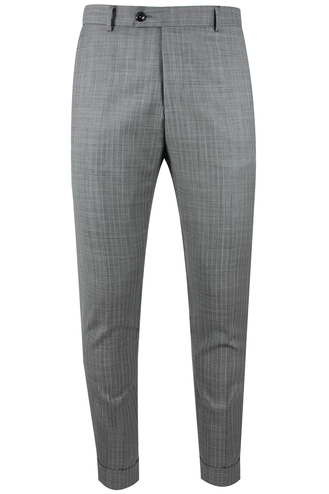 Pantalone risvolto tela di lana grigio gessato