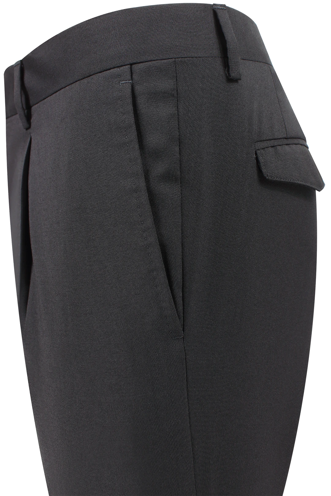 Pantalone con pince in tela di lana nera tasca
