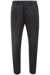 Pantalone con pince in tela di lana nera