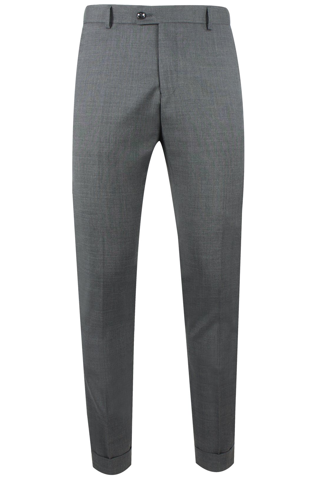 Pantalone risvolto tela di lana grigio medio