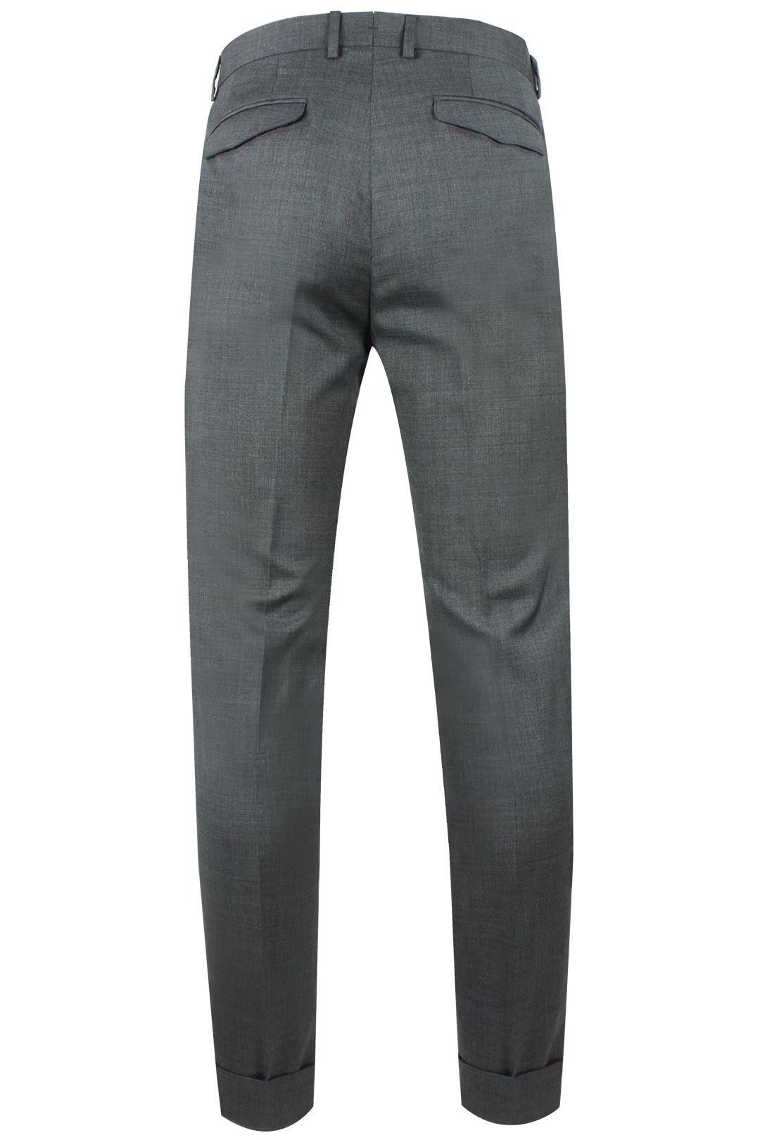 Pantalone risvolto tela di lana grigio medio retro