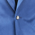 Blazer in velluto liscio blu cobalto bottone
