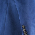 Blazer in velluto liscio blu cobalto manica
