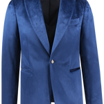 Blazer in velluto liscio blu cobalto