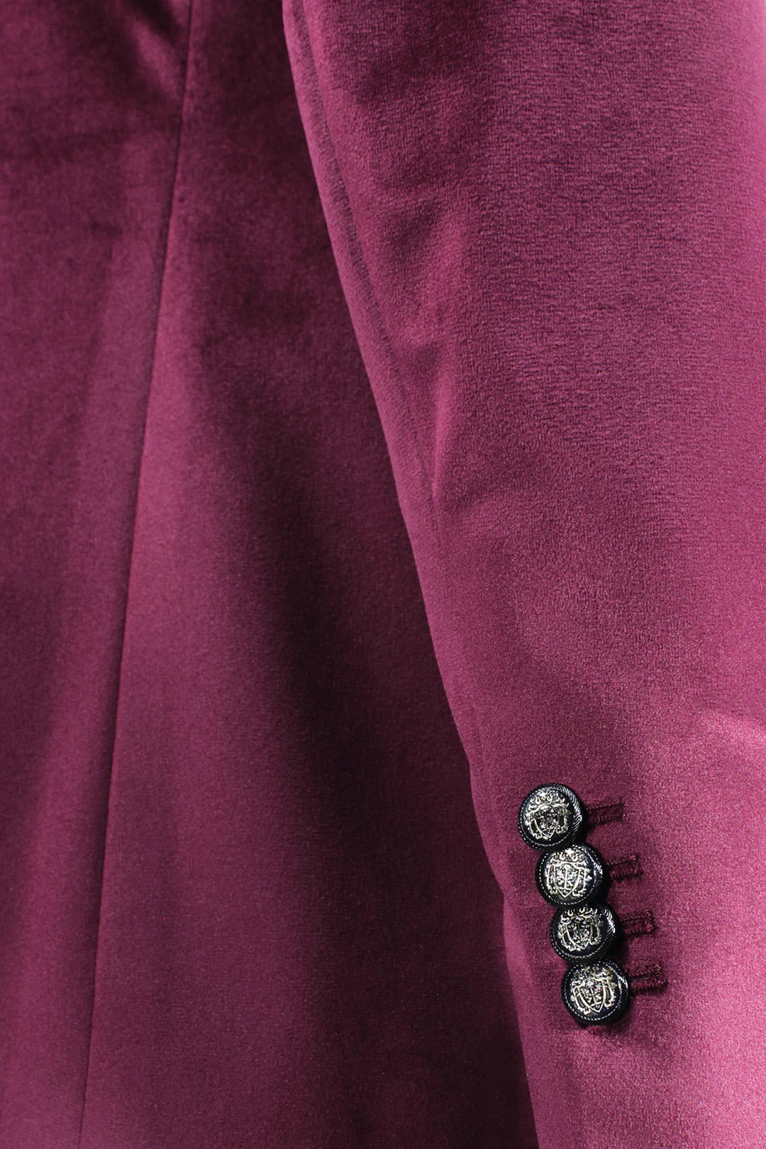 Blazer in velluto liscio magenta manica