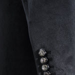 Blazer in velluto liscio nero manica