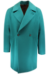 Cappotto con cinta in lana verde acqua