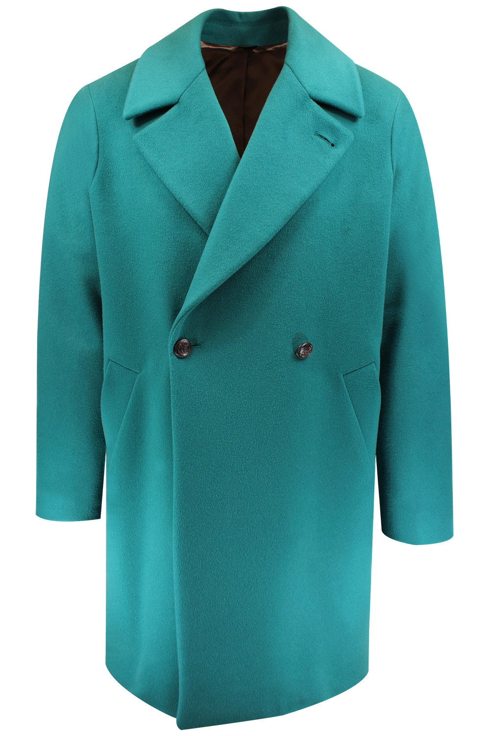 Cappotto con cinta in lana verde acqua