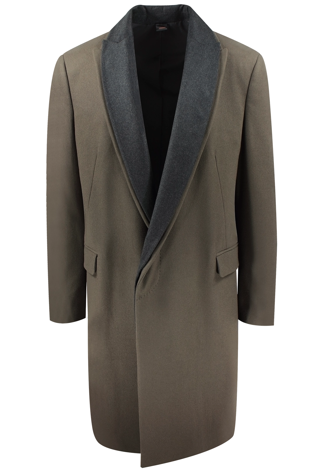 Cappotto doppio rever in lana verde khaki