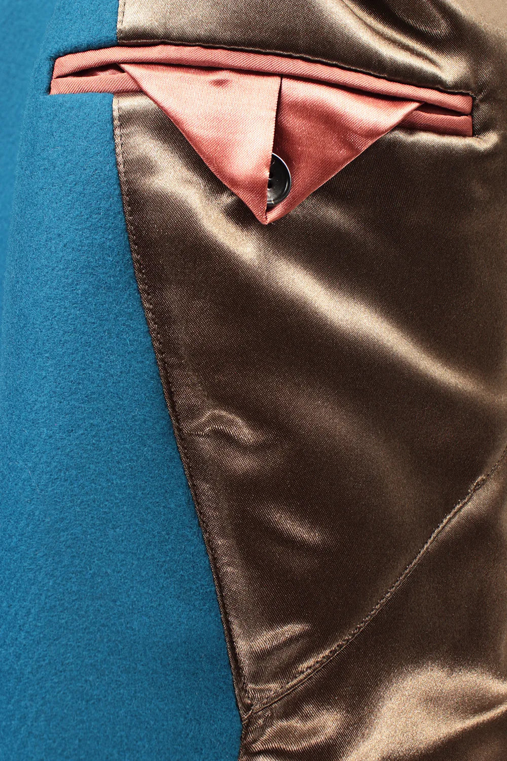 Cappotto con cintura in lana petrolio taschino