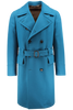 Cappotto con cintura in lana petrolio
