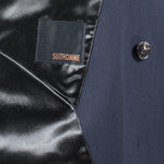 Cappotto doppiopetto con cintura in lana blu brand