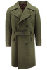 Cappotto con cintura in cotone verde militare