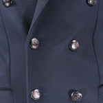 Cappotto doppiopetto in lana blu bottoni