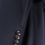 Cappotto doppiopetto in lana blu manica