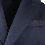 Cappotto doppiopetto in lana blu rever