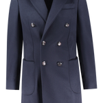 Cappotto doppiopetto in lana blu
