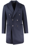 Cappotto doppiopetto in lana blu