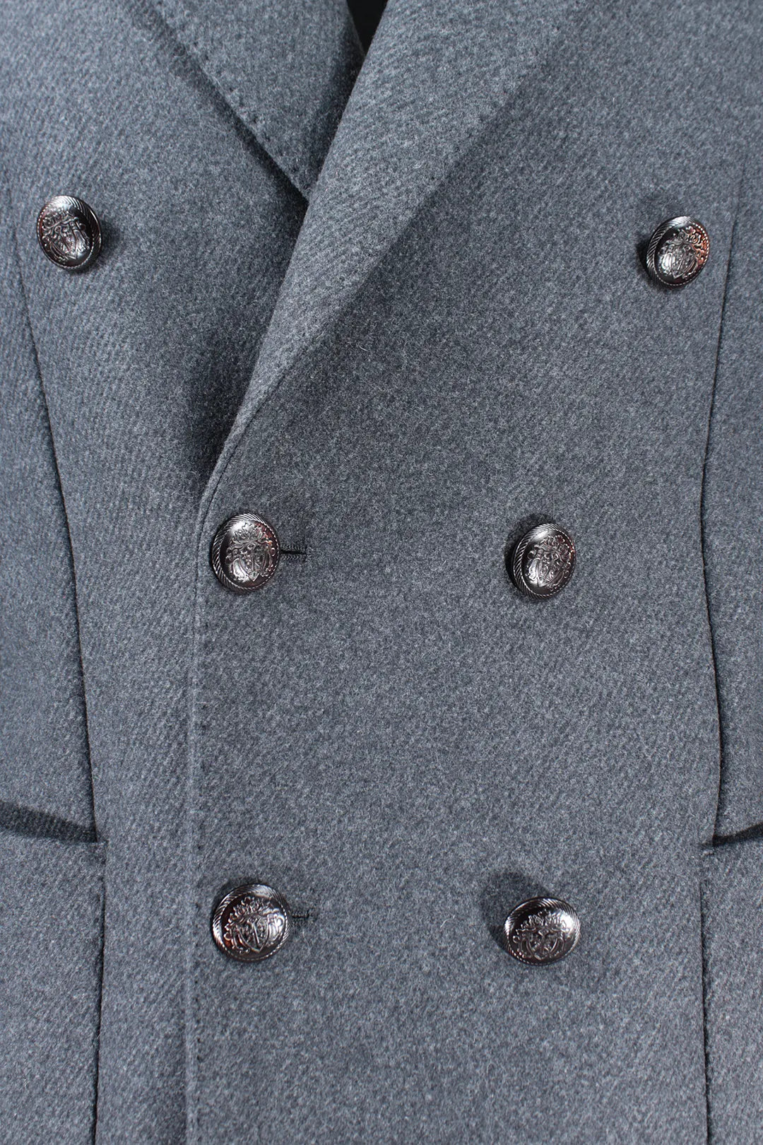 Cappotto doppiopetto in lana grigio antracite bottoni