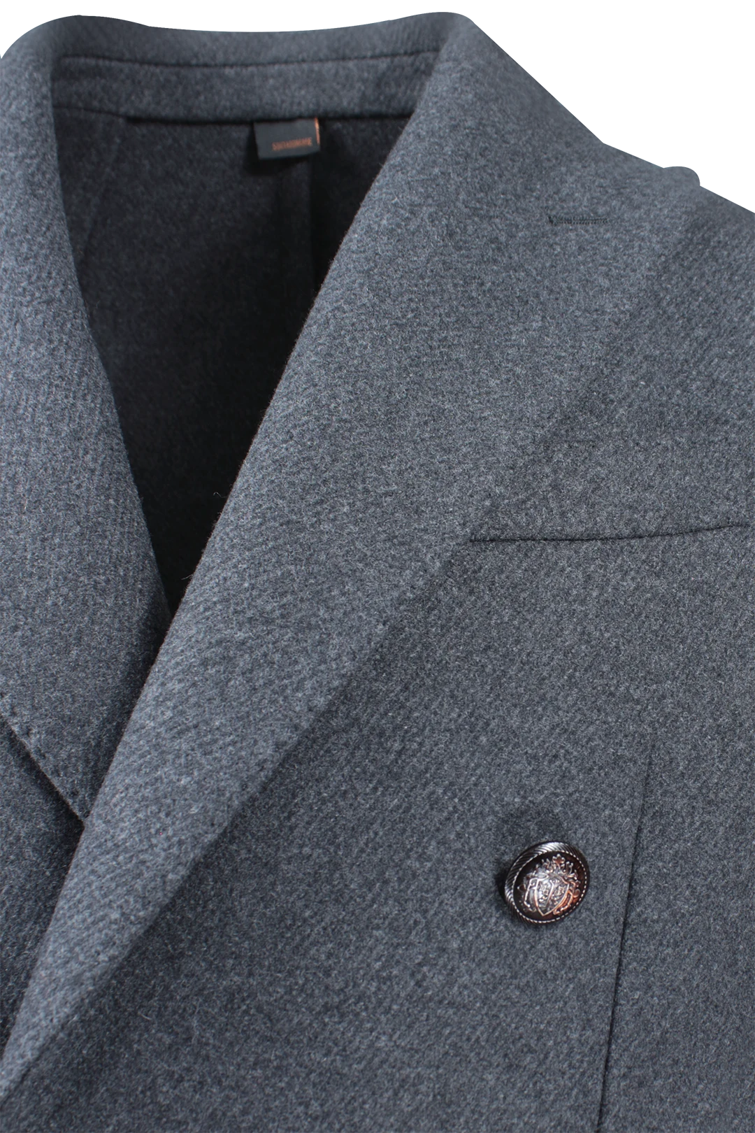 Cappotto doppiopetto in lana grigio antracite rever