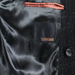 Cappotto doppiopetto in lana mohair nera a quadri brand