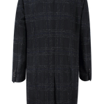 Cappotto doppiopetto in lana mohair nera a quadri retro