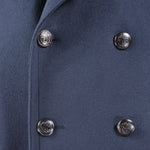 Cappotto doppiopetto in pura lana blu bottoni