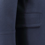 Cappotto doppiopetto in pura lana blu tasca