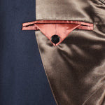 Cappotto doppiopetto in pura lana blu taschino