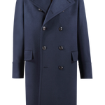 Cappotto doppiopetto in pura lana blu