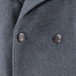 Cappotto doppiopetto in pura lana grigio bottoni